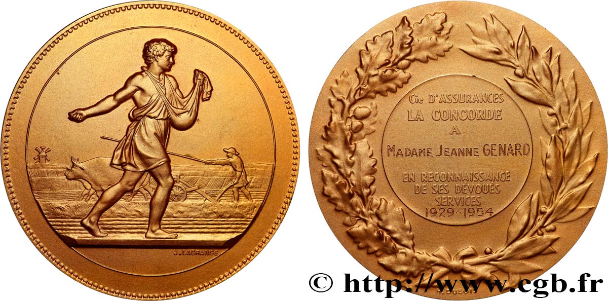 CUARTA REPUBLICA FRANCESA Médaille, La Concorde EBC