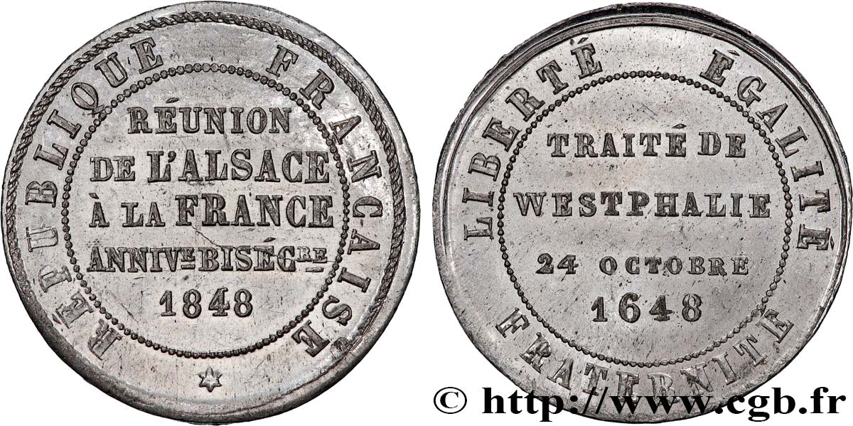 DEUXIÈME RÉPUBLIQUE Médaille, Bicentenaire du Traité de Westphalie EBC