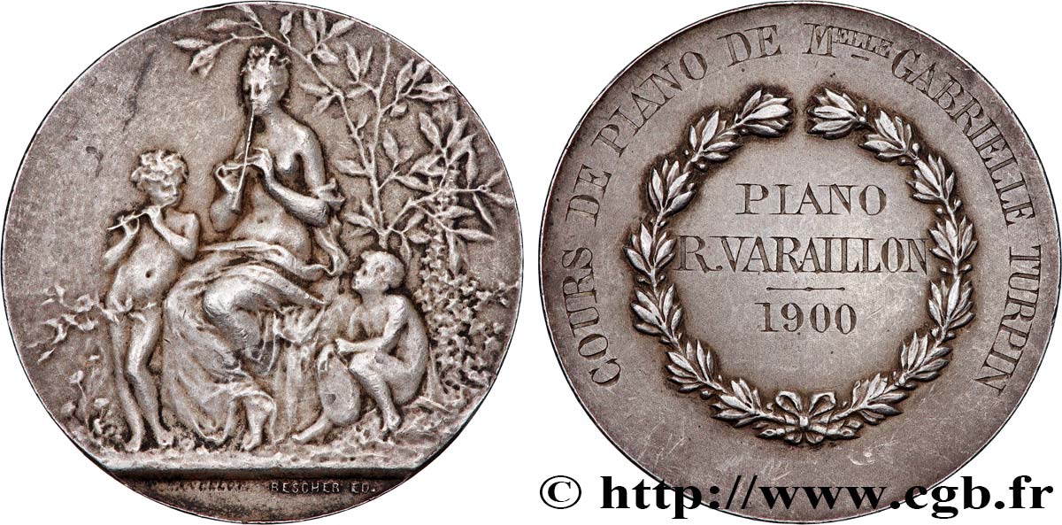 TROISIÈME RÉPUBLIQUE Médaille, Cours de piano TTB