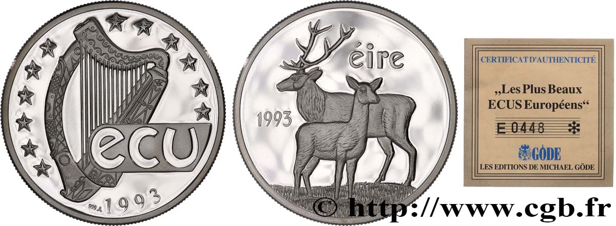 CINQUIÈME RÉPUBLIQUE Médaille, Les plus beaux écus européens, Irlande SUP