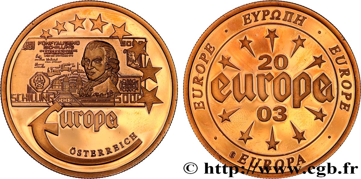 QUINTA REPUBLICA FRANCESA Médaille, 5000 Shilling, Osterreich EBC