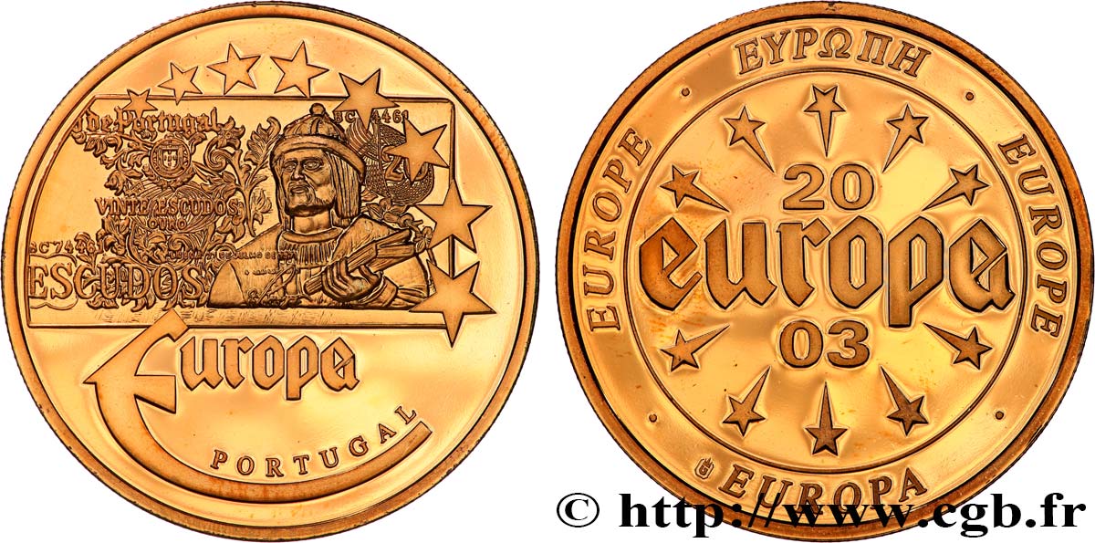 CINQUIÈME RÉPUBLIQUE Médaille, Vinte Escudos, Portugal SPL