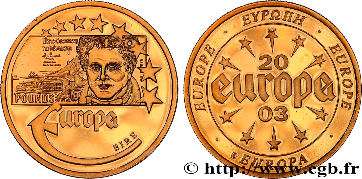 QUINTA REPUBBLICA FRANCESE Médaille, 20 Pounds, Eire SPL