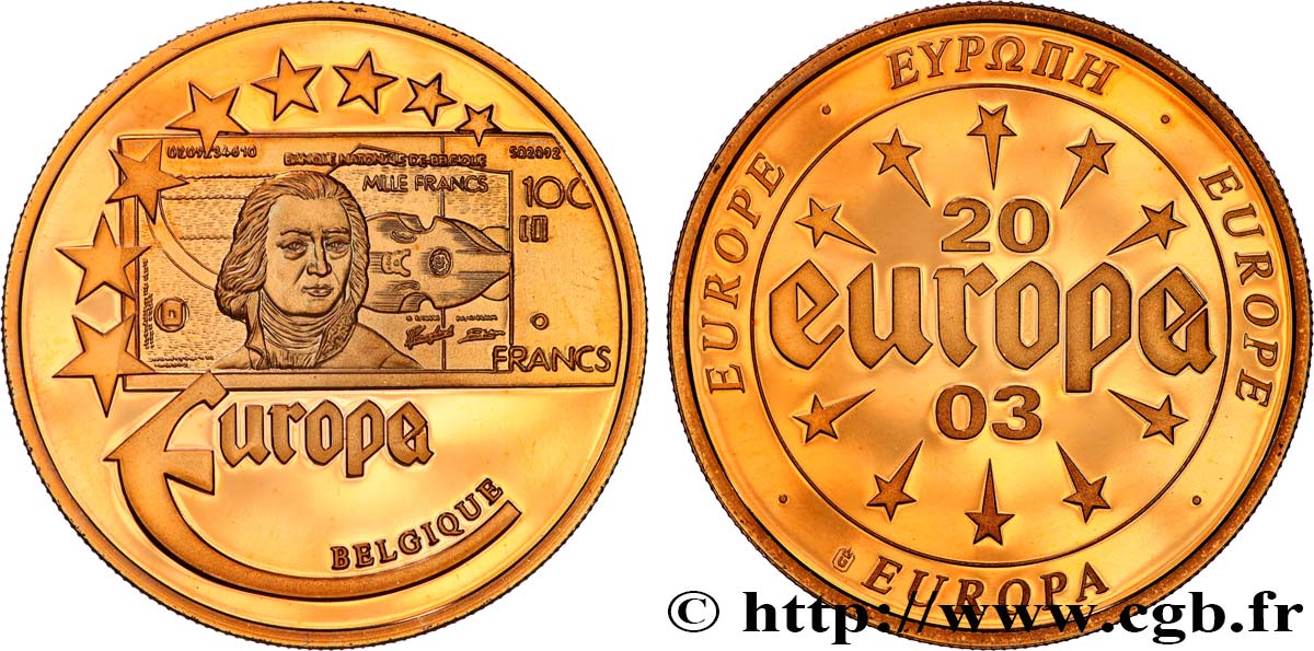 QUINTA REPUBLICA FRANCESA Médaille, 1000 Francs, Belgique SC