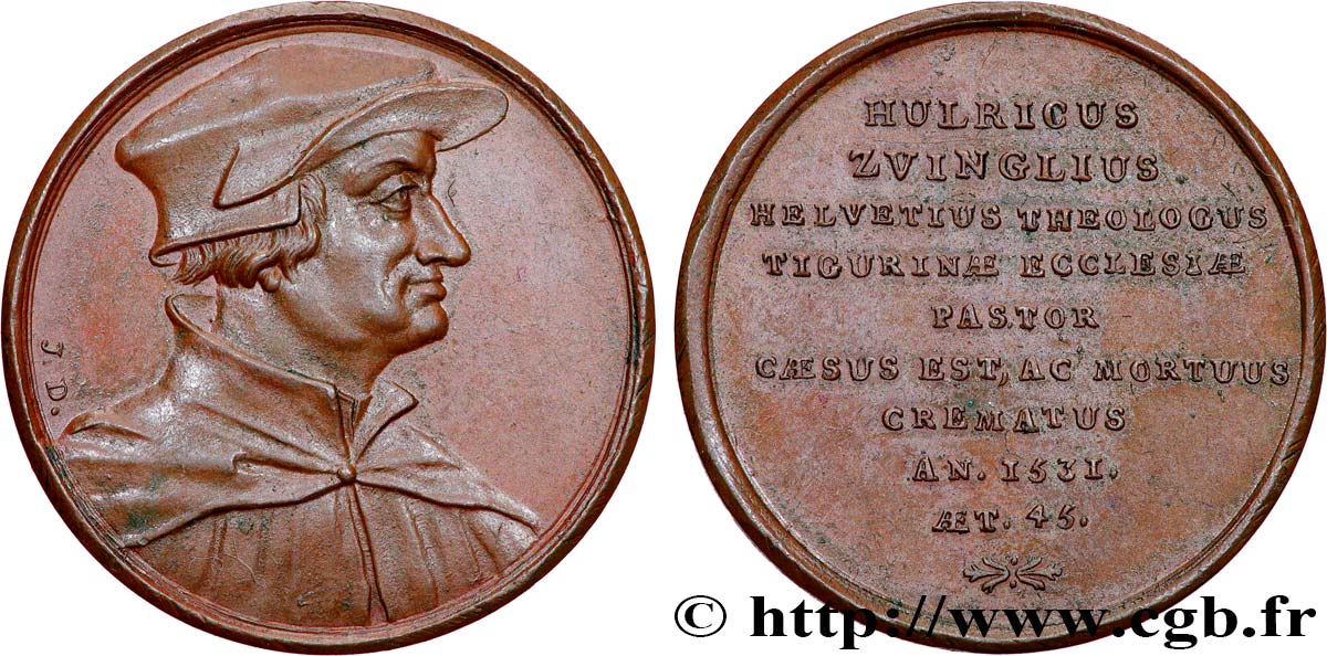 KIRCHENREFORMATOREN Médaille, Les réformateurs de l’église, Ulrich Zwingli VZ