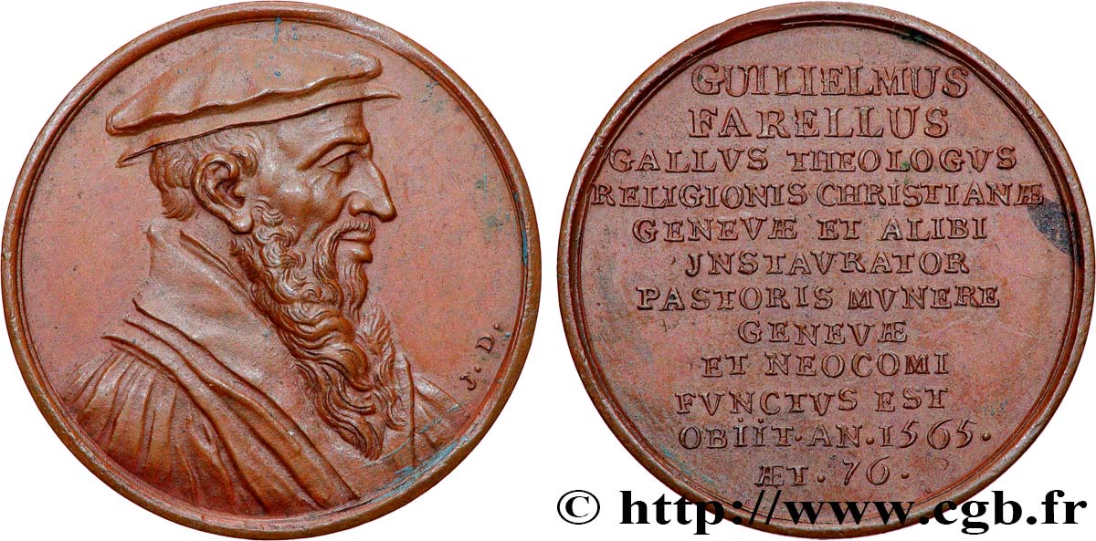KIRCHENREFORMATOREN Médaille, Les réformateurs de l’église, Guillaume Farel fVZ