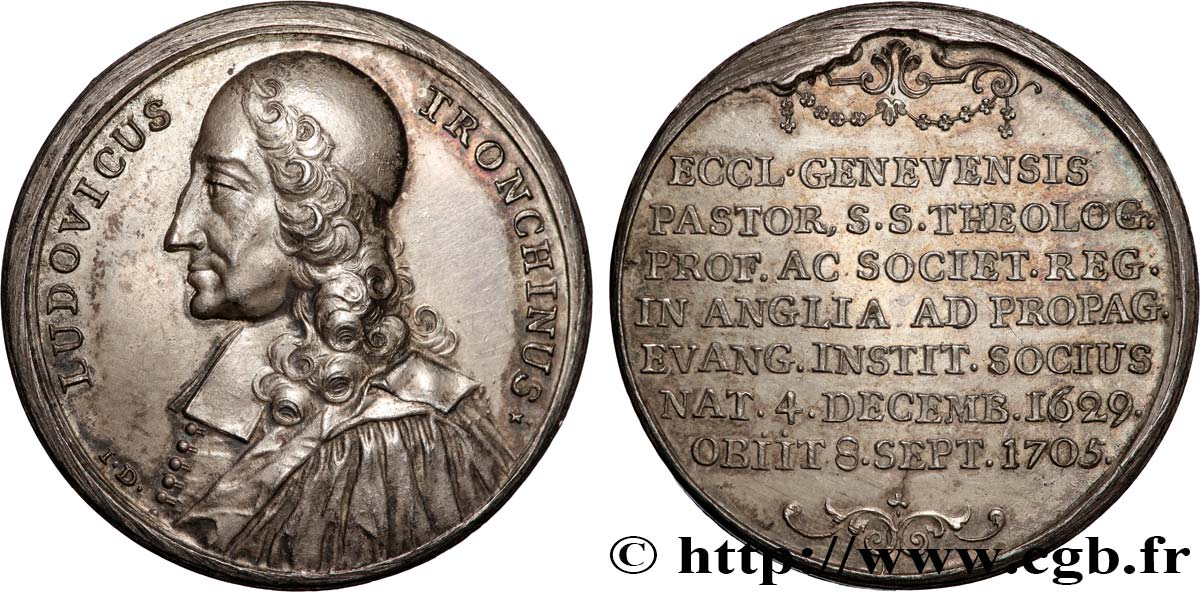 LOS TEOLOGOS DE GINEBRA Y MEDALLAS AFINES DE LA DÉCADA DE 1720 Médaille, Les théologiens genevois, Louis Tronchin EBC