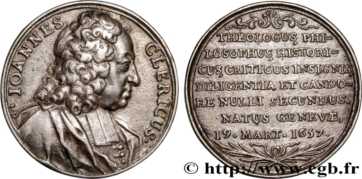  Médaille, Les théologiens genevois, Jean Le Clerc XF