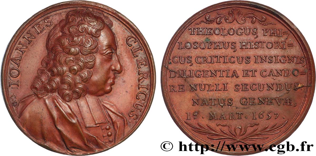 LOS TEOLOGOS DE GINEBRA Y MEDALLAS AFINES DE LA DÉCADA DE 1720 Médaille, Les théologiens genevois, Jean Le Clerc EBC