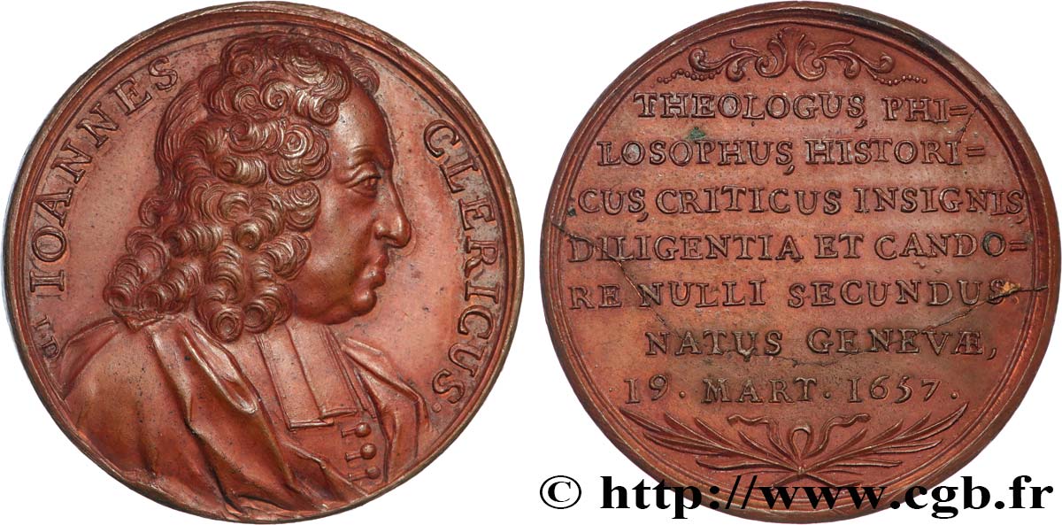 DIE GENFER THEOLOGEN UND DAMIT VERBUNDENE MEDAILLEN DER 1720ER JAHRE Médaille, Les théologiens genevois, Jean Le Clerc VZ