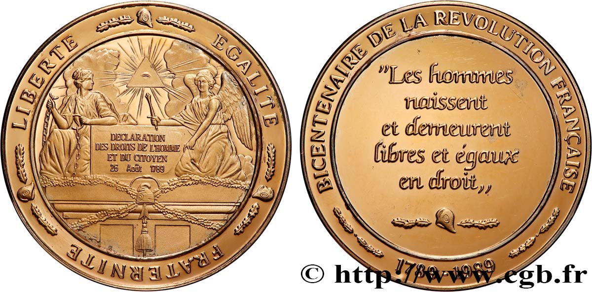 CINQUIÈME RÉPUBLIQUE Médaille, Déclaration des droits de l’homme et du citoyen SUP