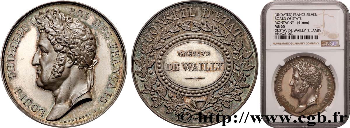 LOUIS-PHILIPPE I Médaille, Conseil d’État, Gustave de Wailly MS65