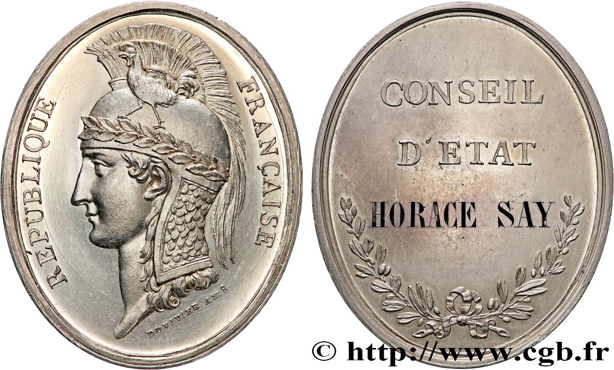 DEUXIÈME RÉPUBLIQUE Médaille, Conseil d’État, Horace Émile Say AU/AU