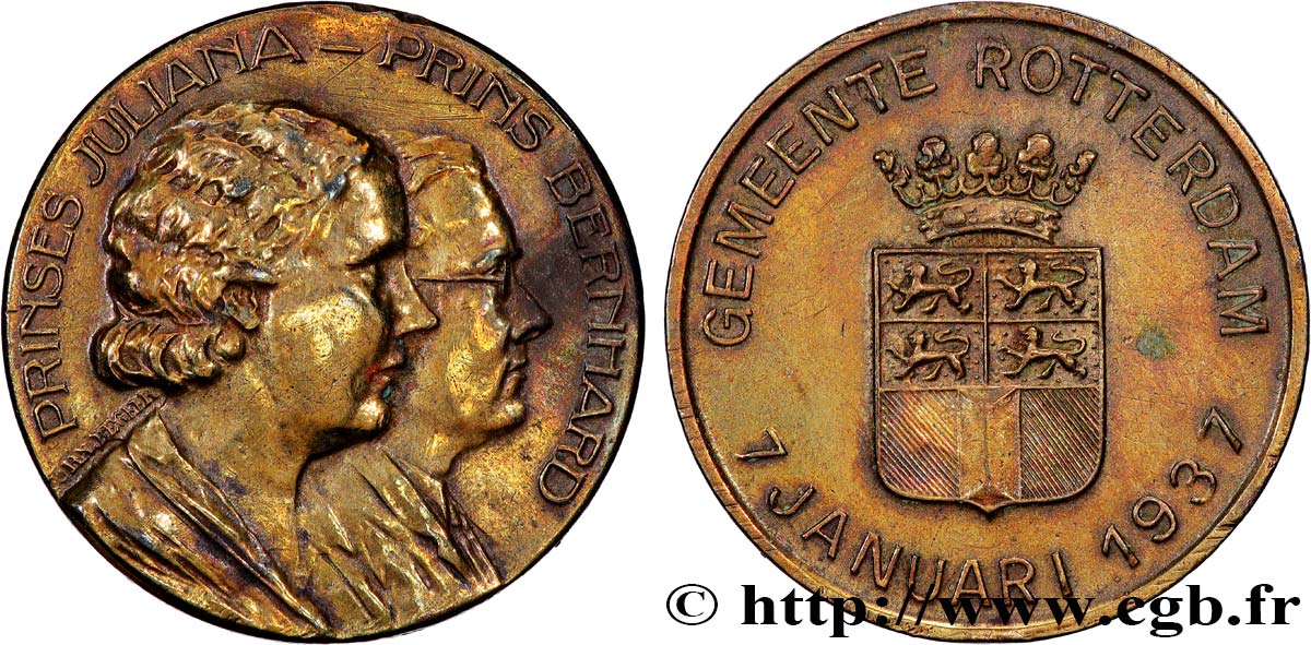 NETHERLANDS - KINGDOM OF HOLLAND Médaille, Mariage de son Altesse Royale la Princesse Juliana des Pays-Bas avec le Prince Bernhard de Lippe Biesterfeld VF