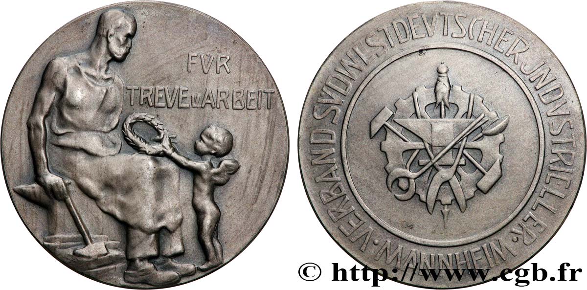 ALLEMAGNE Médaille, Loyauté et travail, Association des industriels du sud-ouest de l’Allemagne TTB+