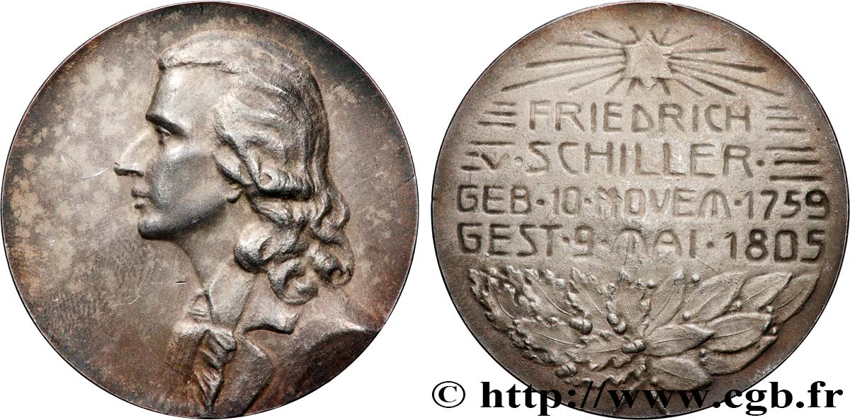 DEUTSCHLAND Médaille, Friedrich von Schiller fVZ