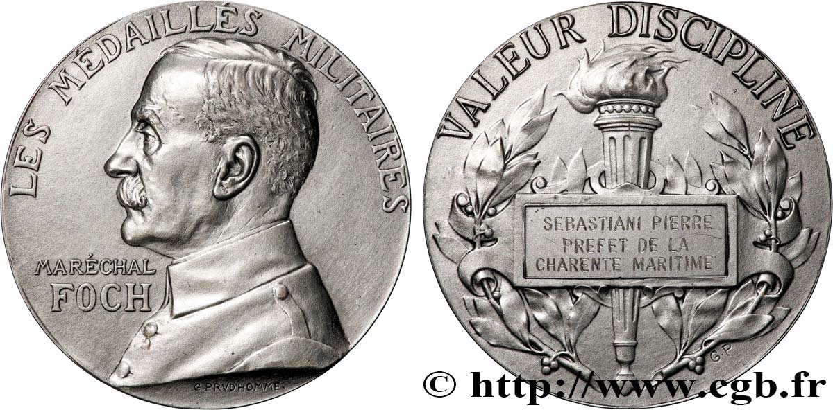 CINQUIÈME RÉPUBLIQUE Médaille, Maréchal Foch, Valeur et discipline SUP
