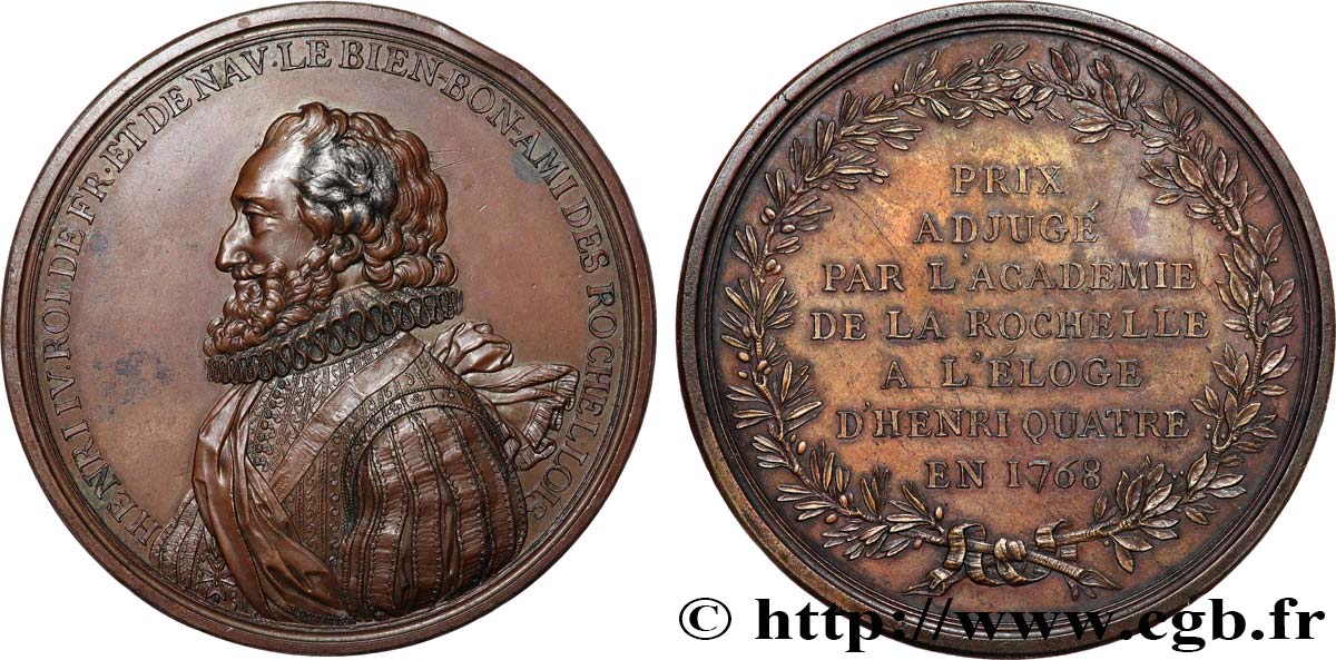 LOUIS XV THE BELOVED Médaille, Éloge d’Henri IV AU