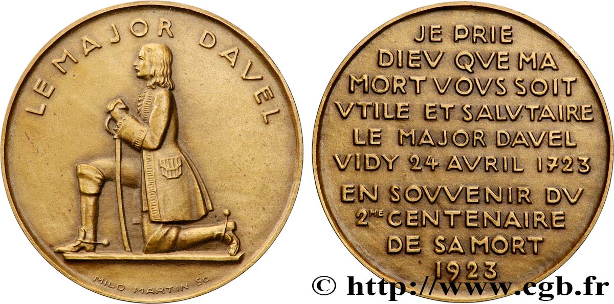 SWITZERLAND - HELVETIC CONFEDERATION Médaille, Bicentenaire d ela mort du Major Davel EBC