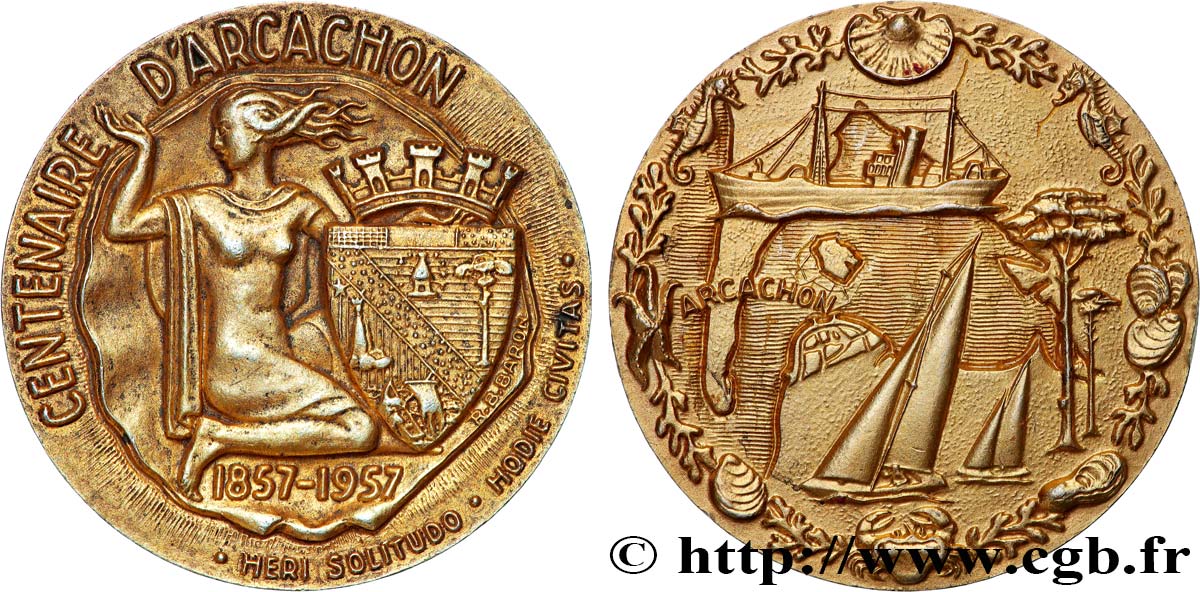 CINQUIÈME RÉPUBLIQUE Médaille, Centenaire d’Arcachon TTB+/SUP