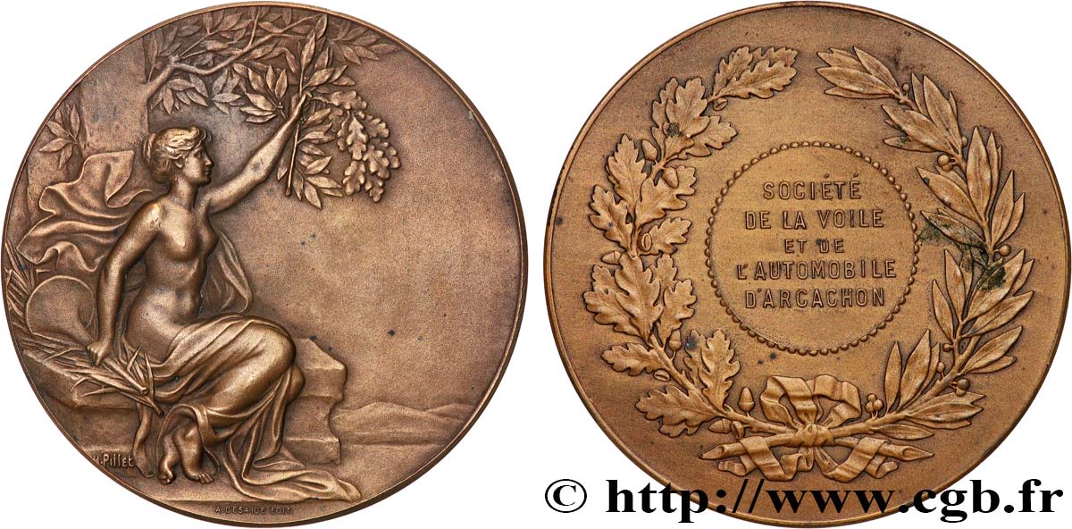 SOCIÉTÉS SPORTIVES Médaille, Société de la voile et de l’automobile d’Arcachon TTB+