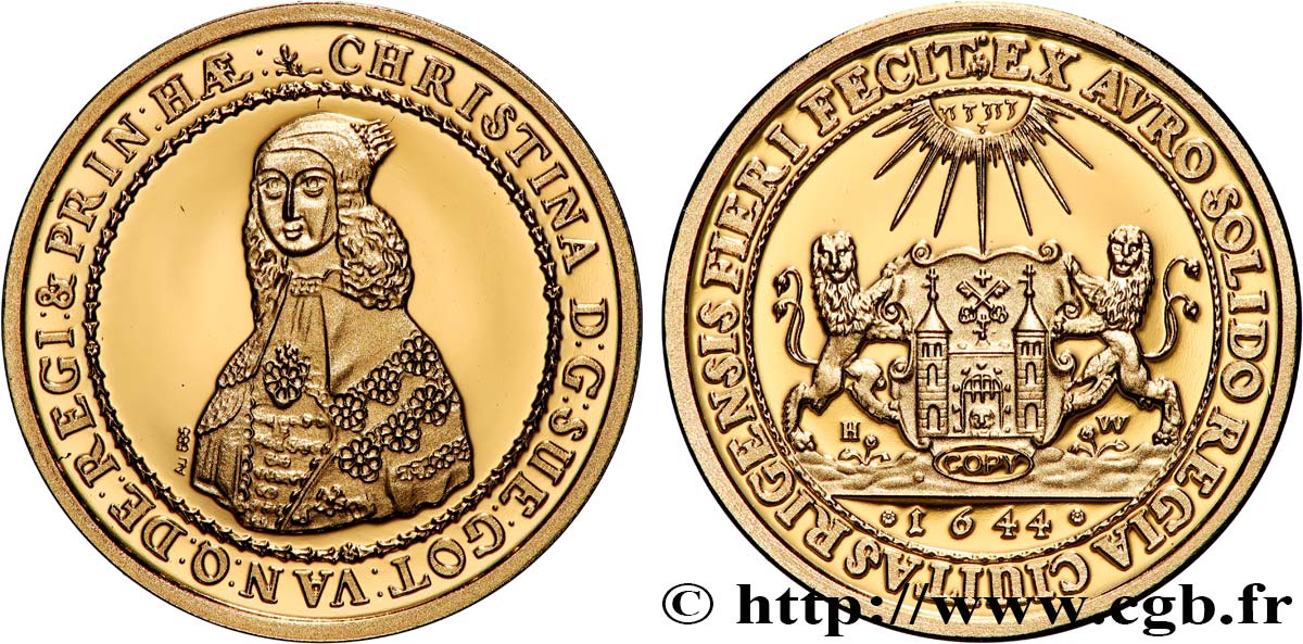 SERIE DA 1 MILIONE DI DOLLARI Médaille, Reproduction d’une monnaie, 6 Ducats de Christine de Suède BE