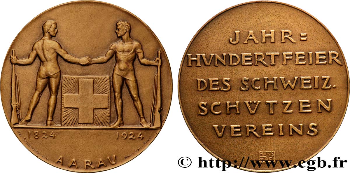 SWITZERLAND - CONFEDERATION OF HELVETIA Médaille, Centenaire de l’association de tir AU