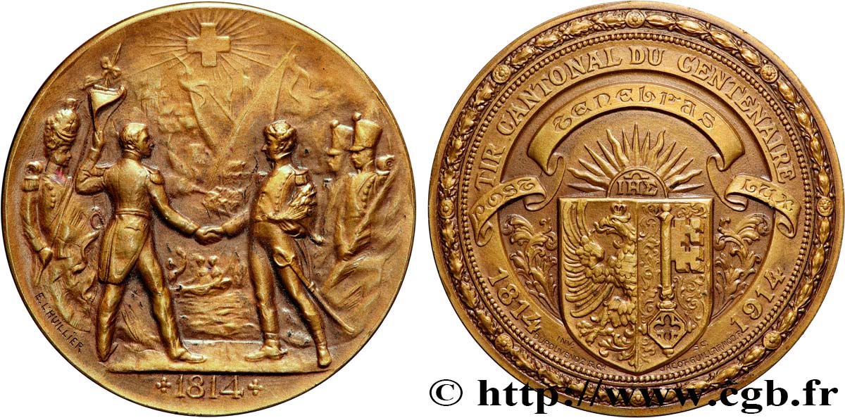 SWITZERLAND - CONFEDERATION OF HELVETIA Médaille, Tir cantonal du centenaire AU