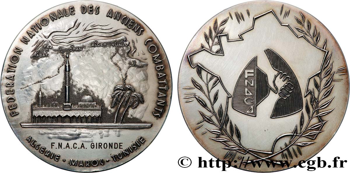 QUINTA REPUBBLICA FRANCESE Médaille, Fédération Nationale des Anciens Combattants d’Algérie, Maroc et Tunisie q.SPL