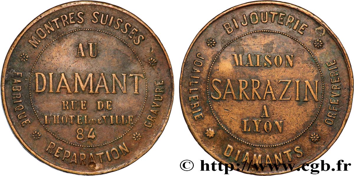 LYON AND THE LYONNAIS AREA (JETONS AND MEDALS OF...) Médaille, Au diamant, Maison Sarrazin XF