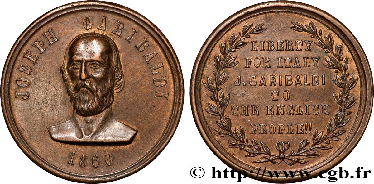 ITALY Médaille, Joseph Garibaldi, Aux anglais XF