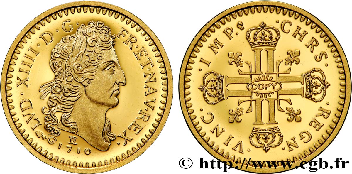 L OR DE LA FRANCE Médaille, Reproduction de monnaie, Double louis d or au soleil BE