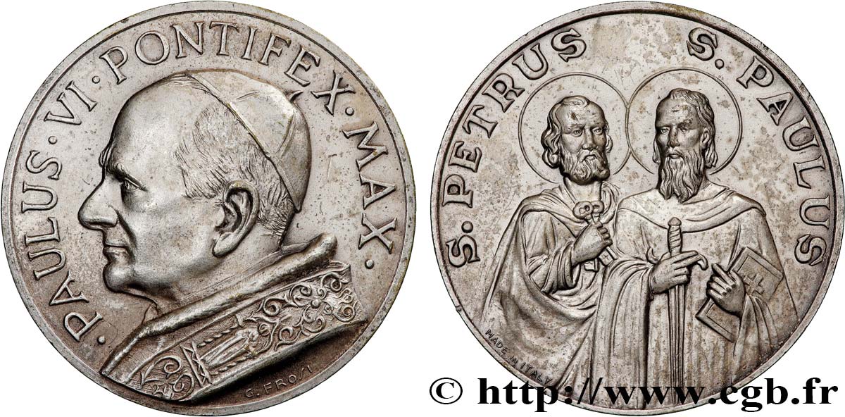 VATICANO E STATO PONTIFICIO Médaille, Paul VI, Saint Pierre et Saint Paul q.SPL