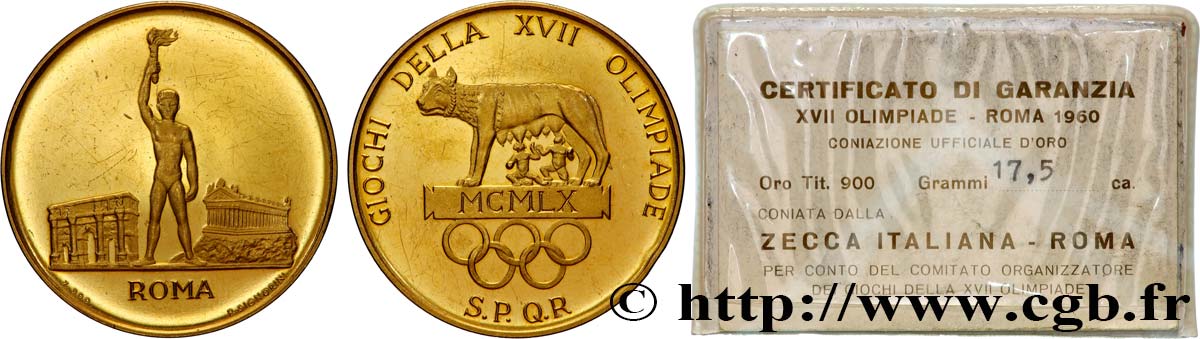 ITALIE - RÉPUBLIQUE ITALIENNE Médaille, Jeux olympiques de Rome TTB+