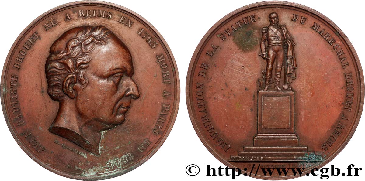 DEUXIÈME RÉPUBLIQUE Médaille, Inauguration de la statue du Maréchal Jean-Baptiste Drouet TTB