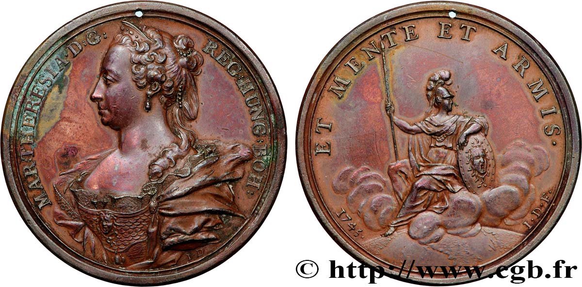 AUSTRIA - KINGDOM OF BOHEMIA - MARIA-THERESA Médaille, Marie Thérèse, Archiduchesse d’Autriche, impératrice du Saint Empire Germanique et Reine de Hongrie XF