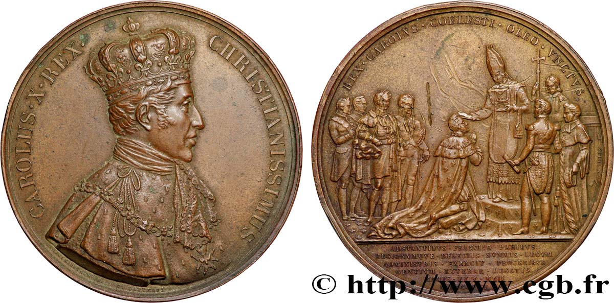 CHARLES X Médaille, Sacre de Charles X TTB