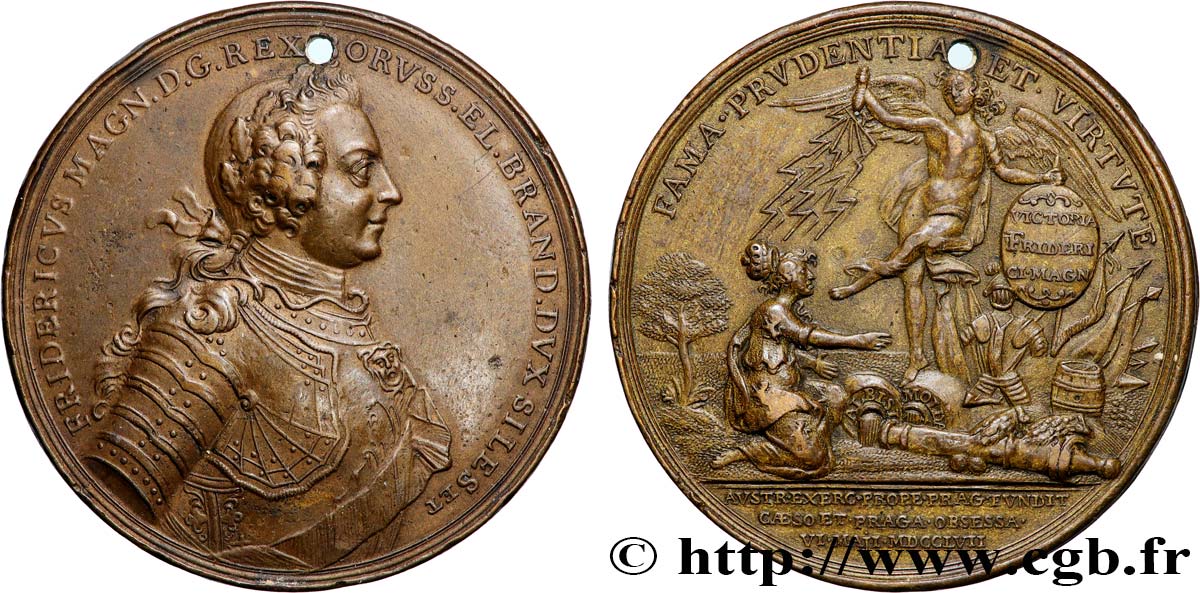 ALLEMAGNE - ROYAUME DE PRUSSE - FRÉDÉRIC II LE GRAND Médaille, Bataille de Prague TTB