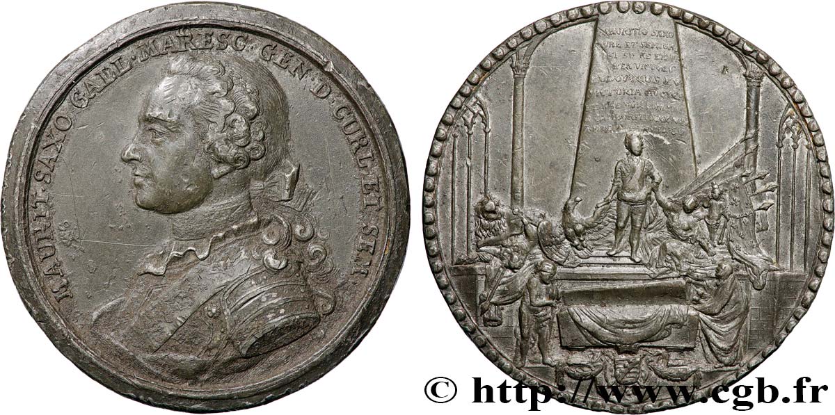 LOUIS XV DIT LE BIEN AIMÉ Médaille du mausolée du Maréchal Maurice de Saxe TB+