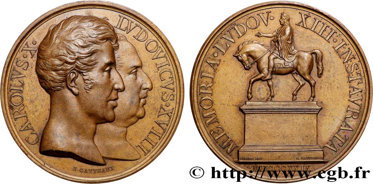 CHARLES X Médaille, Statue équestre de Louis XIII VZ