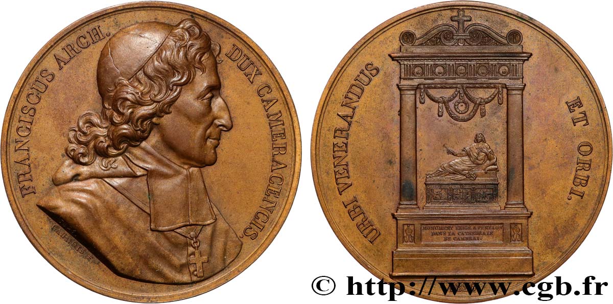 LOUIS XVIII Médaille, François de Salignac de La Mothe-Fénelon dit Fénelon, Monument érigé dans la cathédrale TTB+