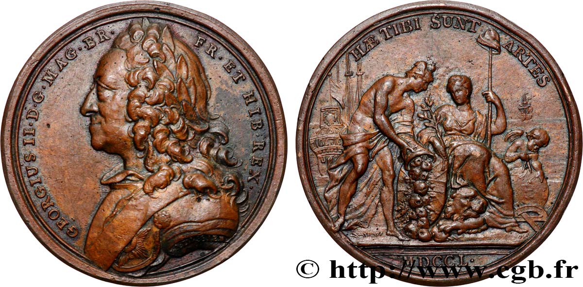 GRANDE-BRETAGNE - GEORGES II Médaille, Georges II par Jacques-Antoine Dassier TTB