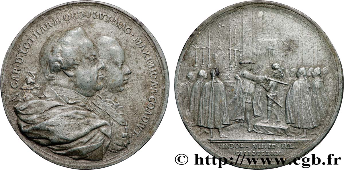 CHARLES ALEXANDRE DE LORRAINE Médaille, Nomination de l archiduc Maximilien d Autriche comme son coadjuteur TB+