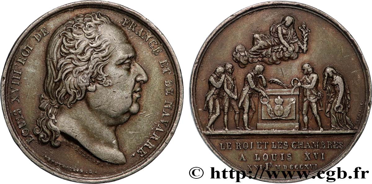 LOUIS XVIII Médaille, Commémoration de la mort de Louis XVI XF