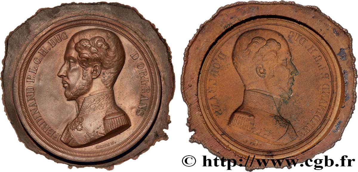 LUIS FELIPE I Médaille, A la mémoire du duc Ferdinand d’Orléans, tirage uniface de l’avers MBC