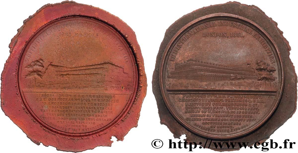 GRAN BRETAGNA - VICTORIA Médaille du Crystal Palace - Prince Albert, tirage uniface du revers BB