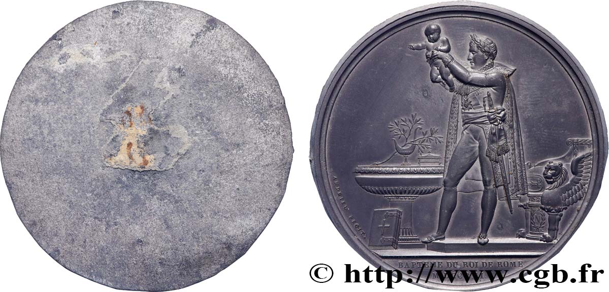 PRIMER IMPERIO Médaille, Baptême du roi de Rome, tirage uniface du revers MBC+