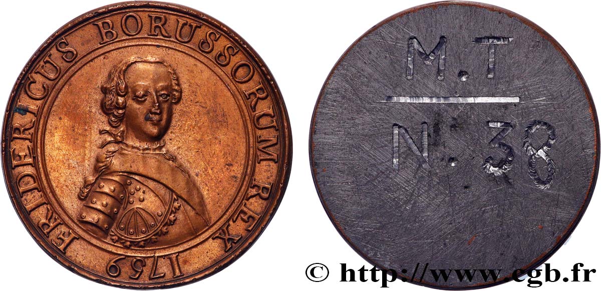 GERMANY - KINGDOM OF PRUSSIA - FREDERICK II THE GREAT Médaille, Frédéric II, Guerre de sept ans, tirage uniface de l’avers AU