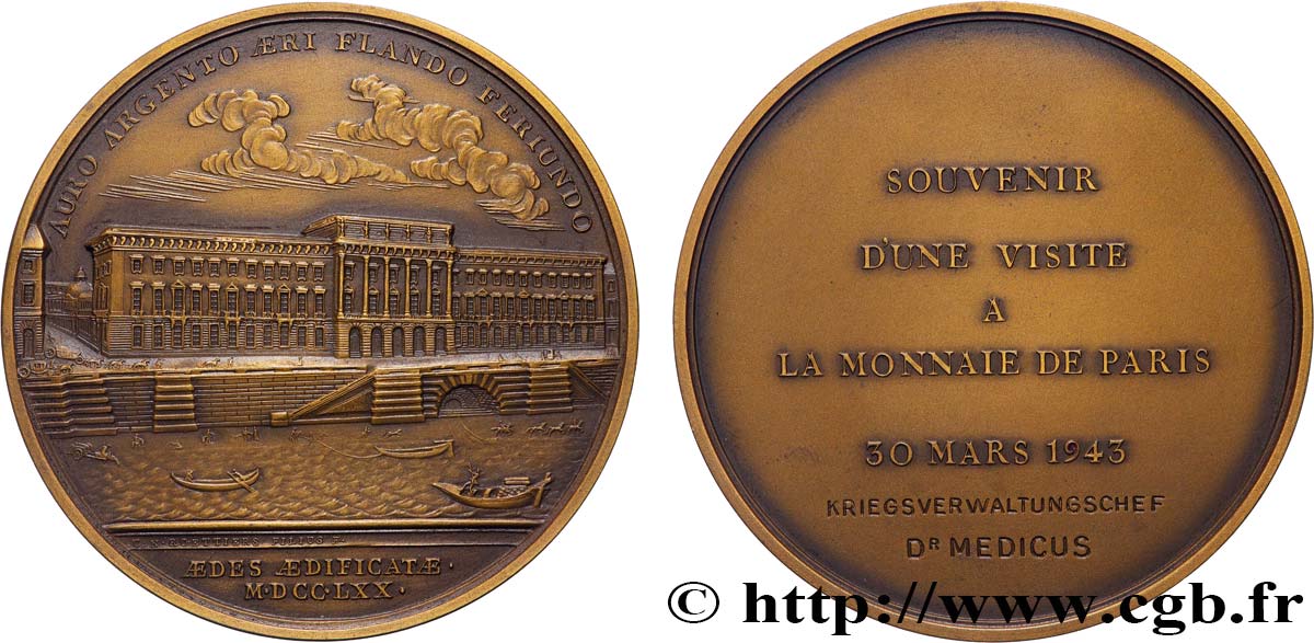 ETAT FRANÇAIS Médaille, Souvenir d’une visite à la Monnaie AU