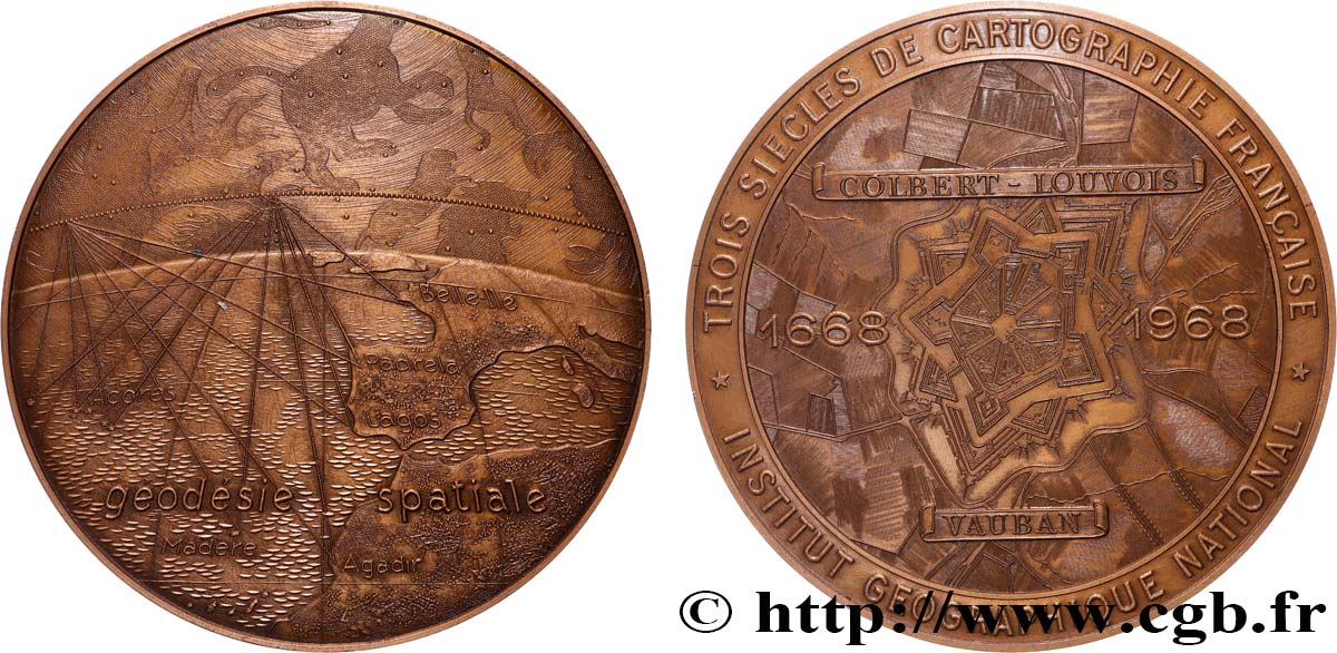 V REPUBLIC Médaille, Géodésie spatiale, Trois siècles de cartographie française AU